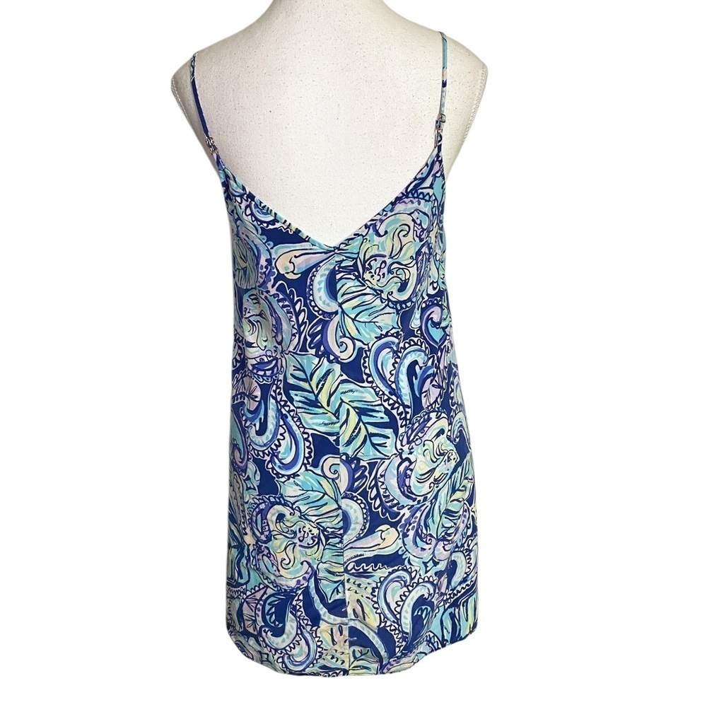 Lilly Pulitzer Lela Hanging With The Fronds Silk Slip Double V-Neck Dress - Picture 3 of 16